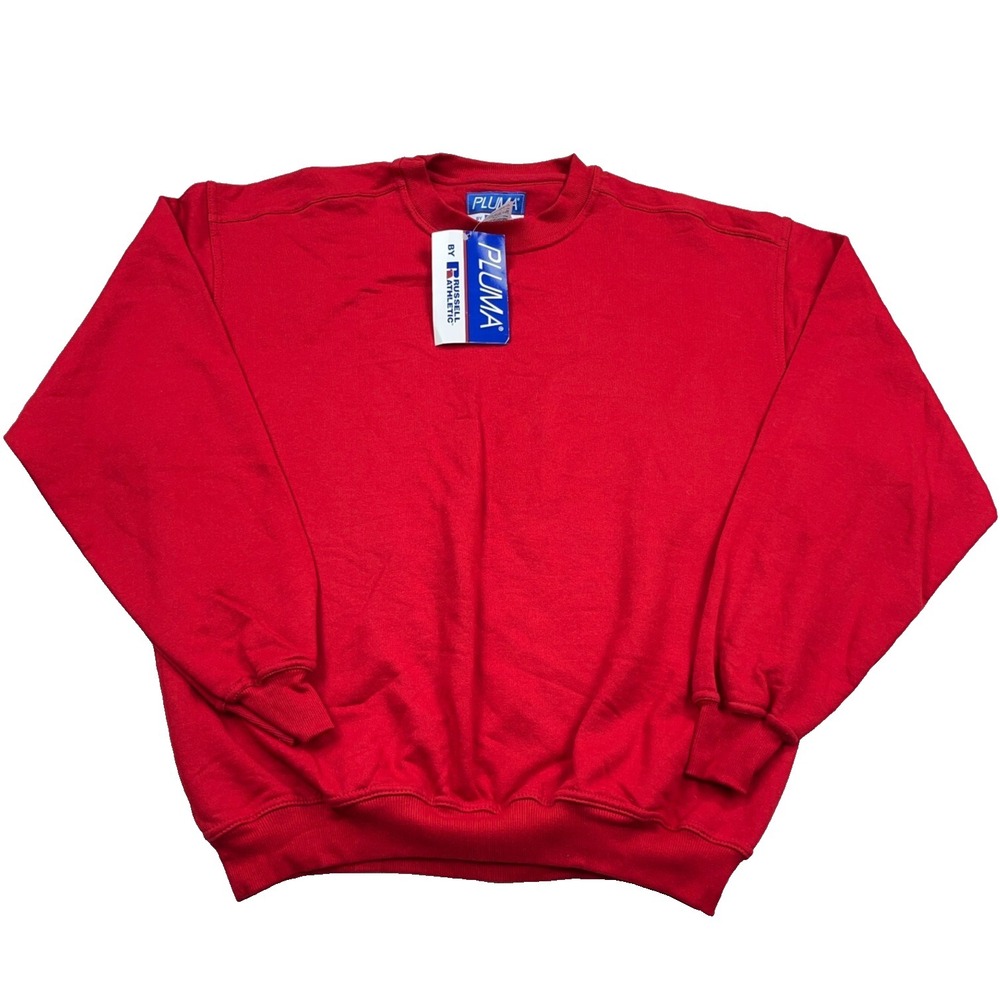 Vintage Russell Pluma Sweatshirt Men XL Red Crewneck Sweater Blank Deadstock New